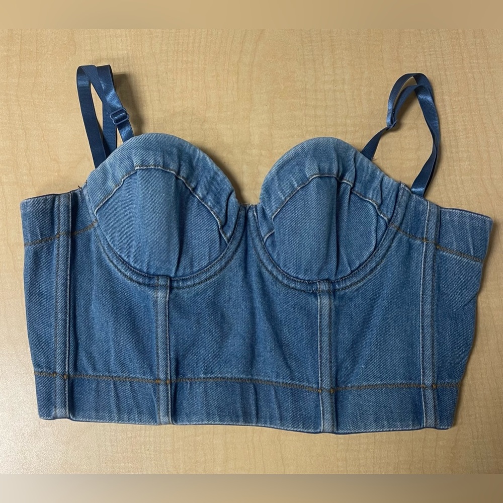 New Women’s denim corset top new never worn size 36/80